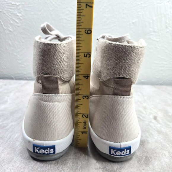 Keds Lace Up High Top Sneakers Tan Canvas Streetwear Casual Shoe Boots Size 7 - Picture 4 of 13